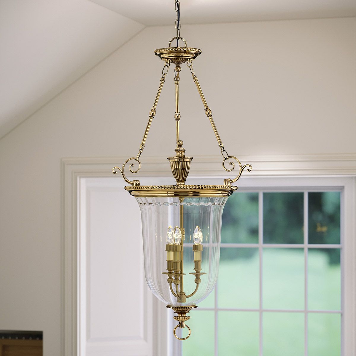 Große Pendelleuchte „Cambridge“ mit 3 Lichtern, brüniertes Messing - Elsteadlighting - leuchtengrosshandel24