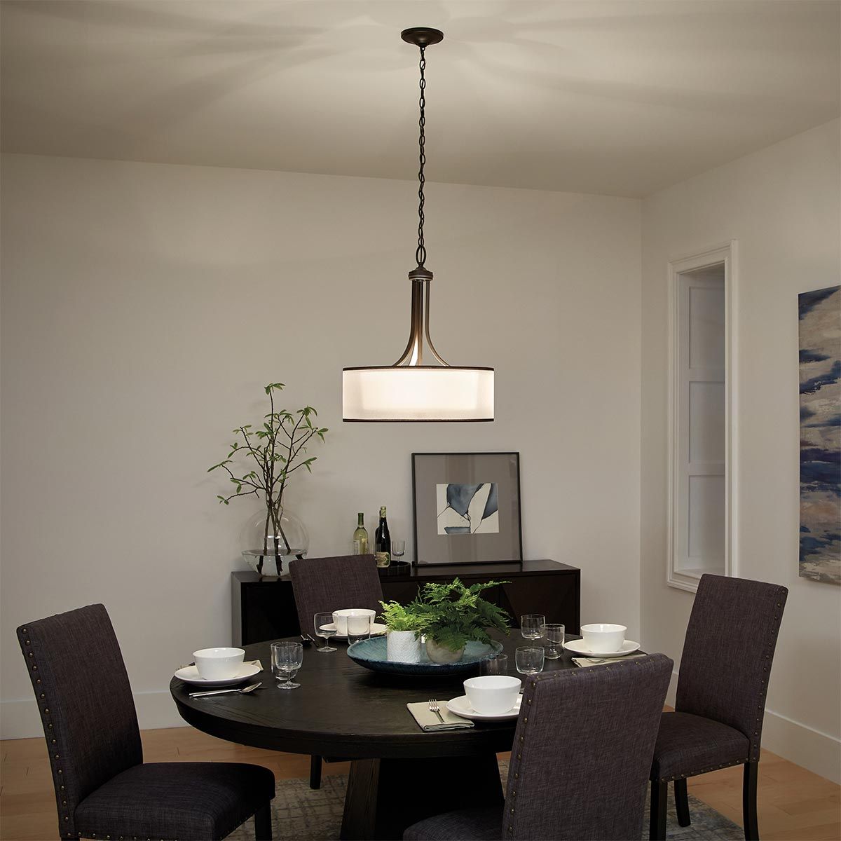 Große Pendelleuchte Lacey mit 4 Lichtern - Mission Bronze - Elsteadlighting - leuchtengrosshandel24