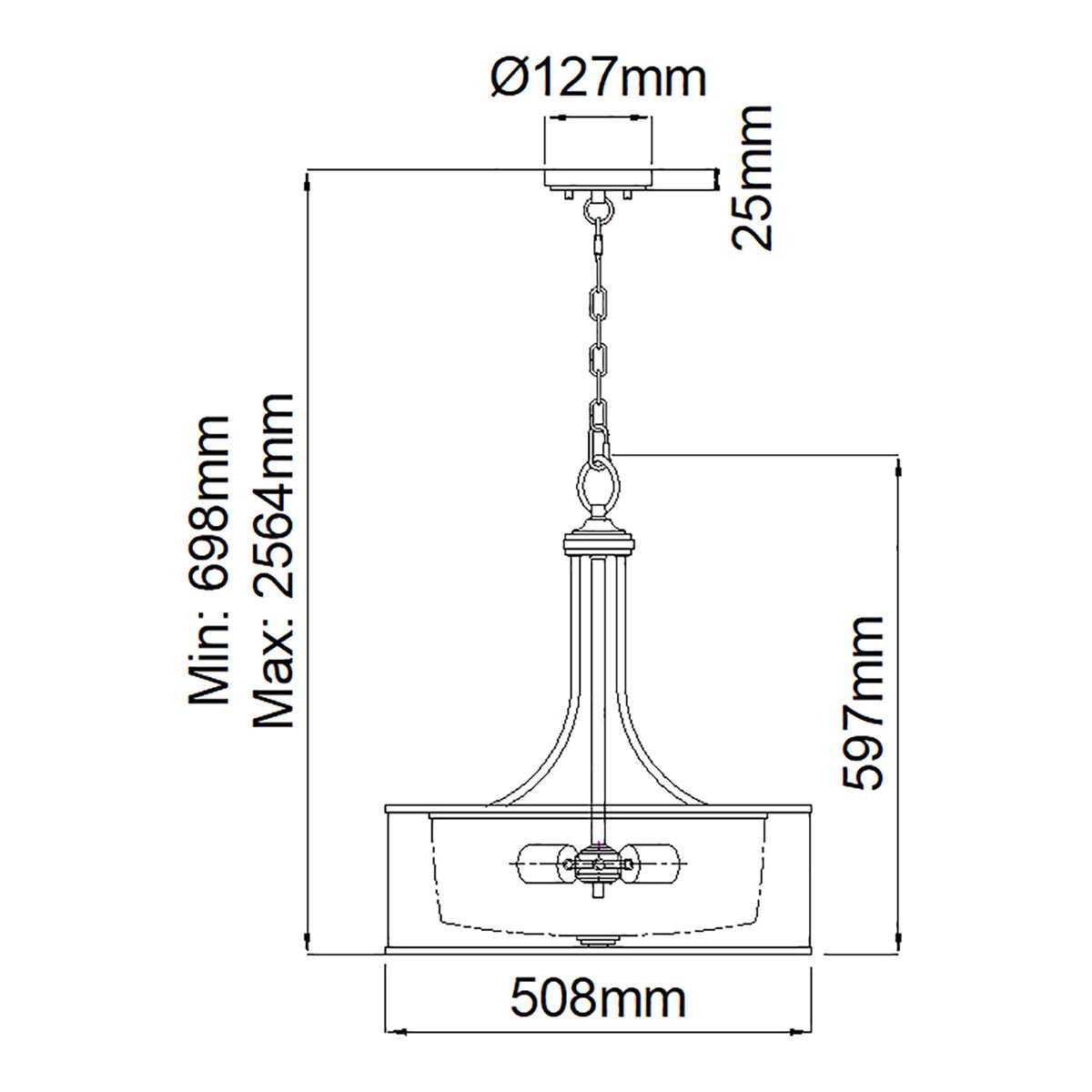 Große Pendelleuchte Lacey mit 4 Lichtern - Mission Bronze - Elsteadlighting - leuchtengrosshandel24