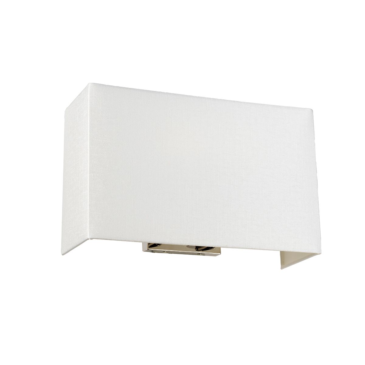 Große, rechteckige Wandleuchte „Riley“ mit polierter Chrom - Rückplatte und elfenbeinfarbenem Lampenschirm - Elsteadlighting - DL - RILEY - L - IV - PC