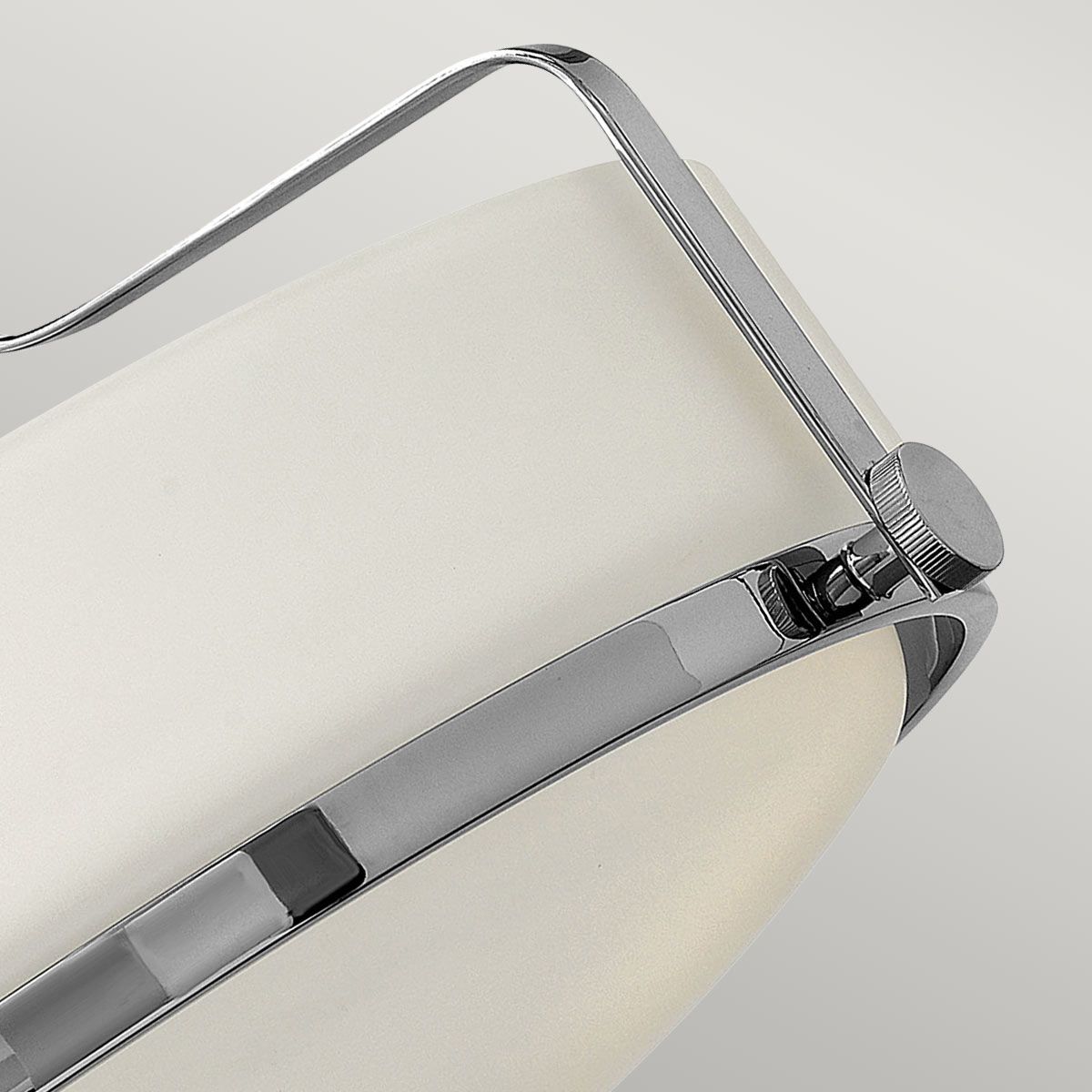 Harper 3-flammige kleine Deckenleuchte, halbbündig, poliertes Chrom, Stahl, geätztes Opalglas - Elsteadlighting - leuchtengrosshandel24