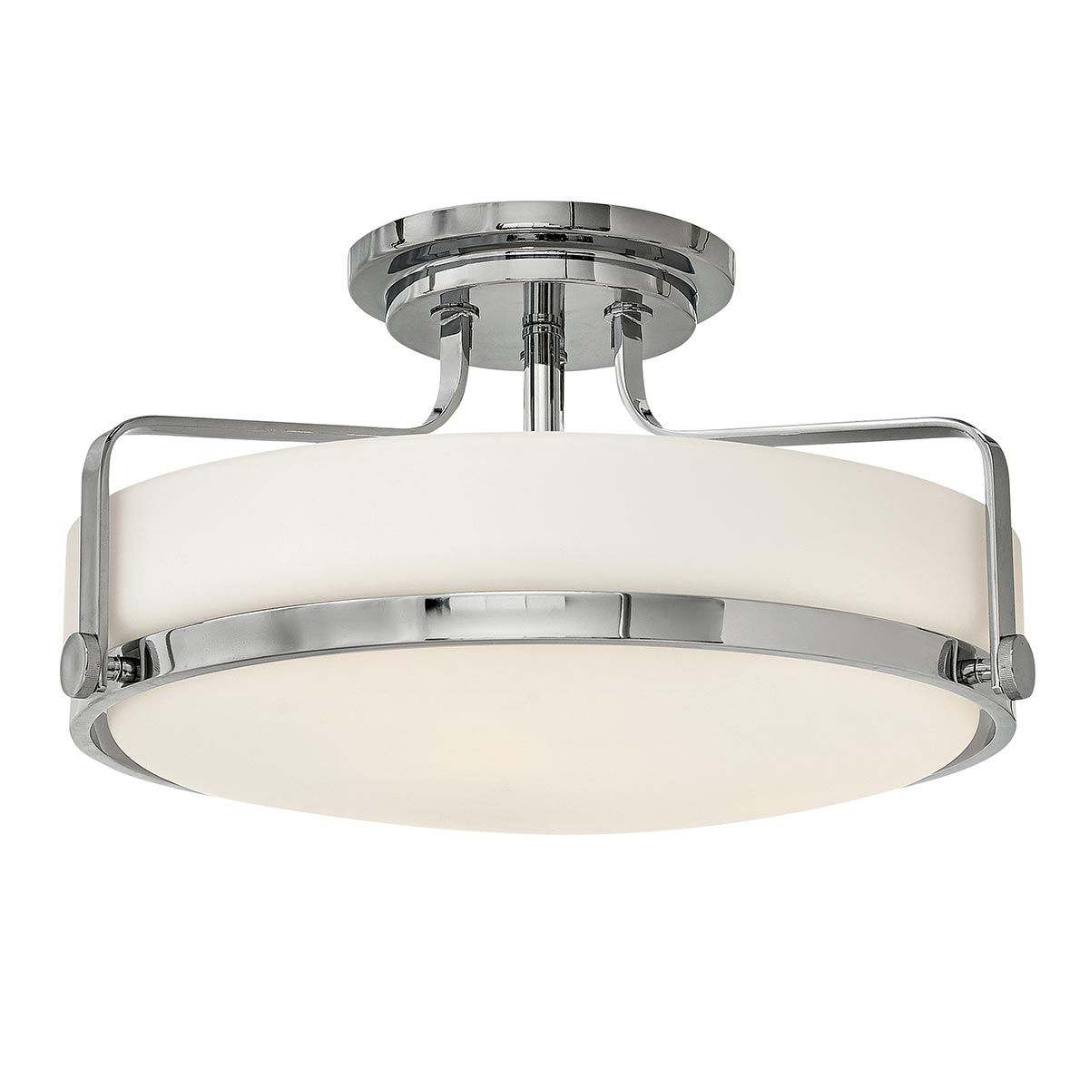 Harper 3-flammige, mittelgroße Halbeinbauleuchte, poliertes Chrom, Stahl, geätztes Opalglas - Elsteadlighting - leuchtengrosshandel24