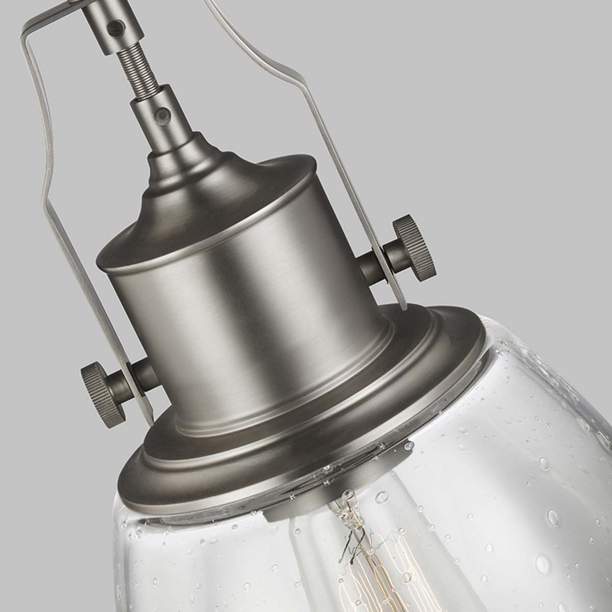 Hobson Pendelleuchte, 1-flammig, mittelgroß, Satin-Nickel - Elsteadlighting - leuchtengrosshandel24