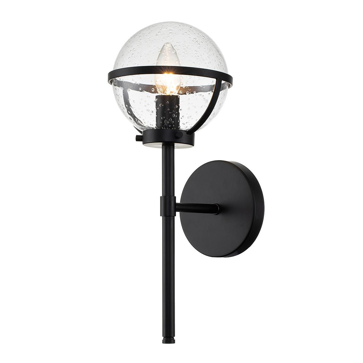 Hollis 1-flammige Wandleuchte - Schwarz, Stahl, klares Saatglas - Elsteadlighting - leuchtengrosshandel24