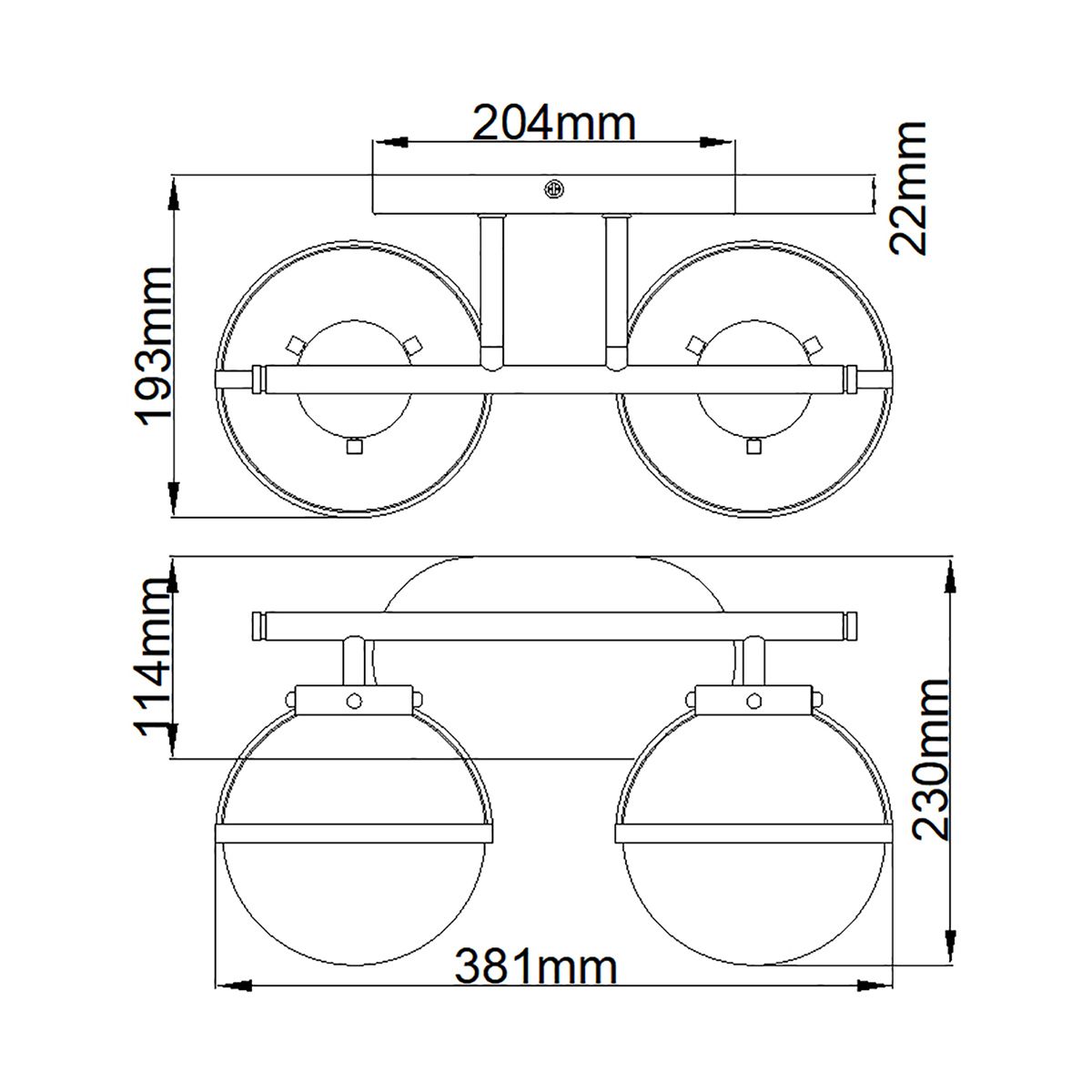 Hollis 2-flammige Wandleuchte - Schwarz - Elsteadlighting - leuchtengrosshandel24