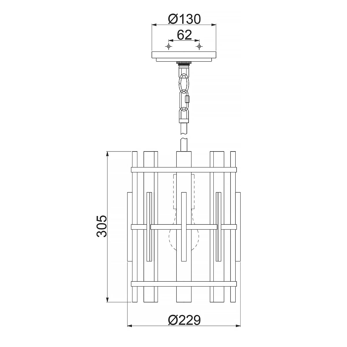 Holzhohler Mini - Anhänger - Rustikales Schwarz - Elsteadlighting - QZ - WOOD - HOLLOW - MP