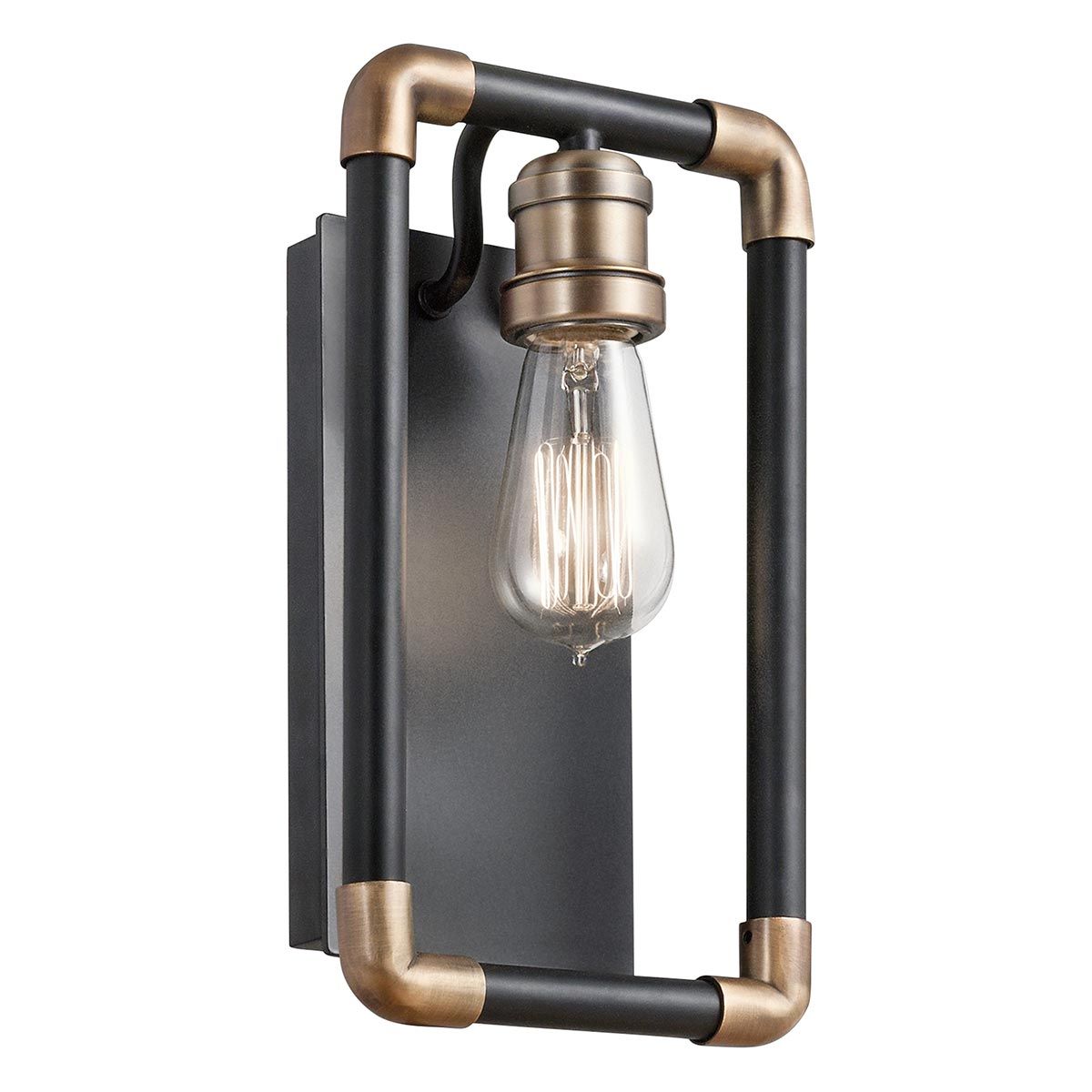 Imahn 1-flammige Wandleuchte - Schwarz und Naturmessing - Elsteadlighting - leuchtengrosshandel24