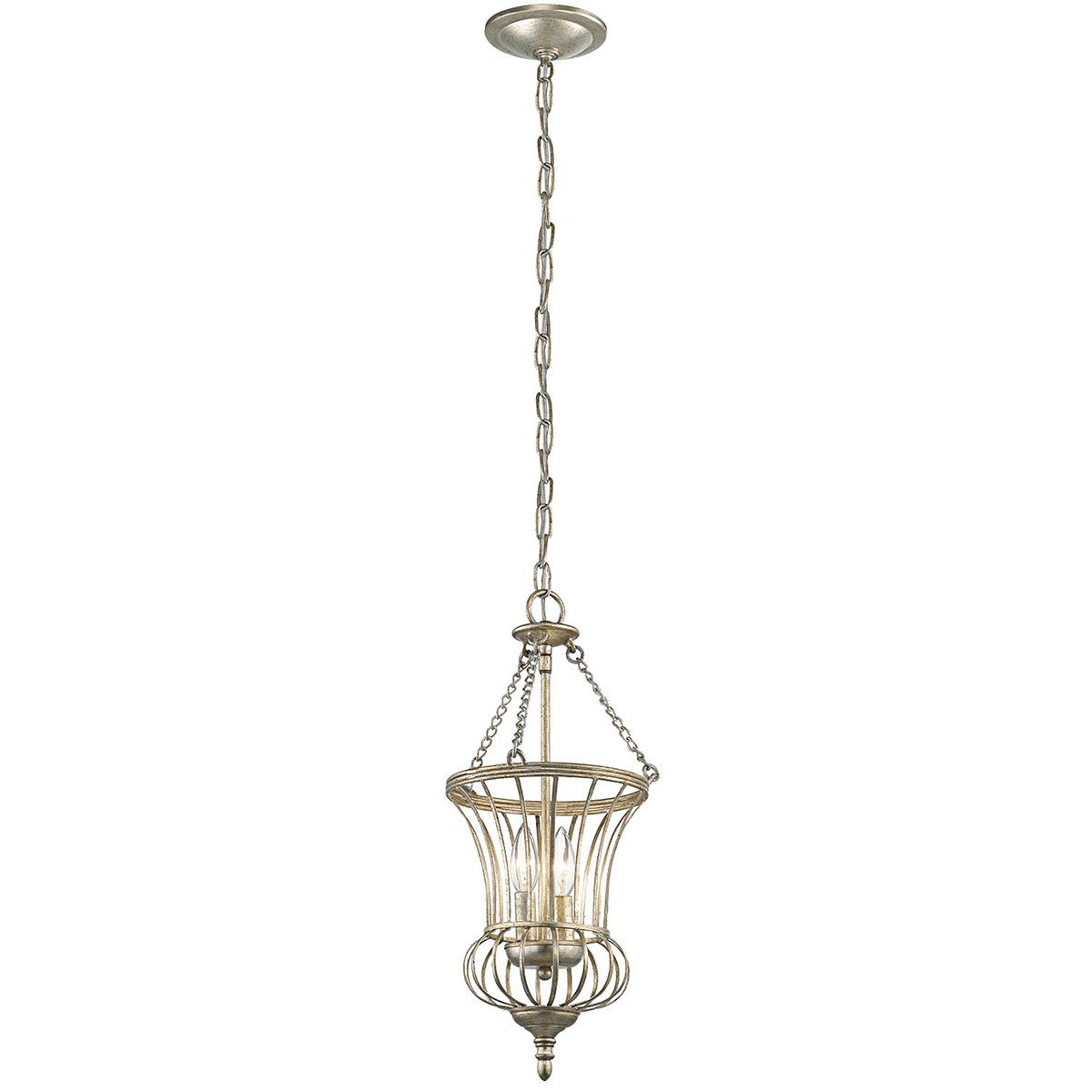 Kleine Pendelleuchte „Calla“ mit 2 Lichtern, Sterling-Gold - Elsteadlighting - leuchtengrosshandel24