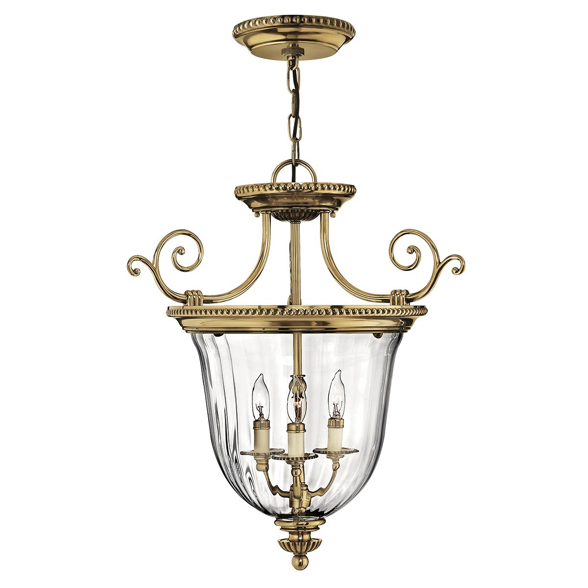 Kleine Pendelleuchte „Cambridge“ mit 3 Lichtern, brüniertes Messing - Elsteadlighting - leuchtengrosshandel24