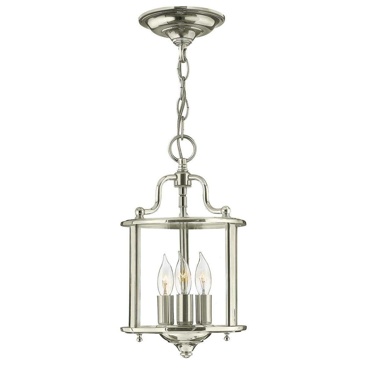 Kleine Pendelleuchte Gentry mit 3 Lichtern, poliertes Nickel - Elsteadlighting - leuchtengrosshandel24