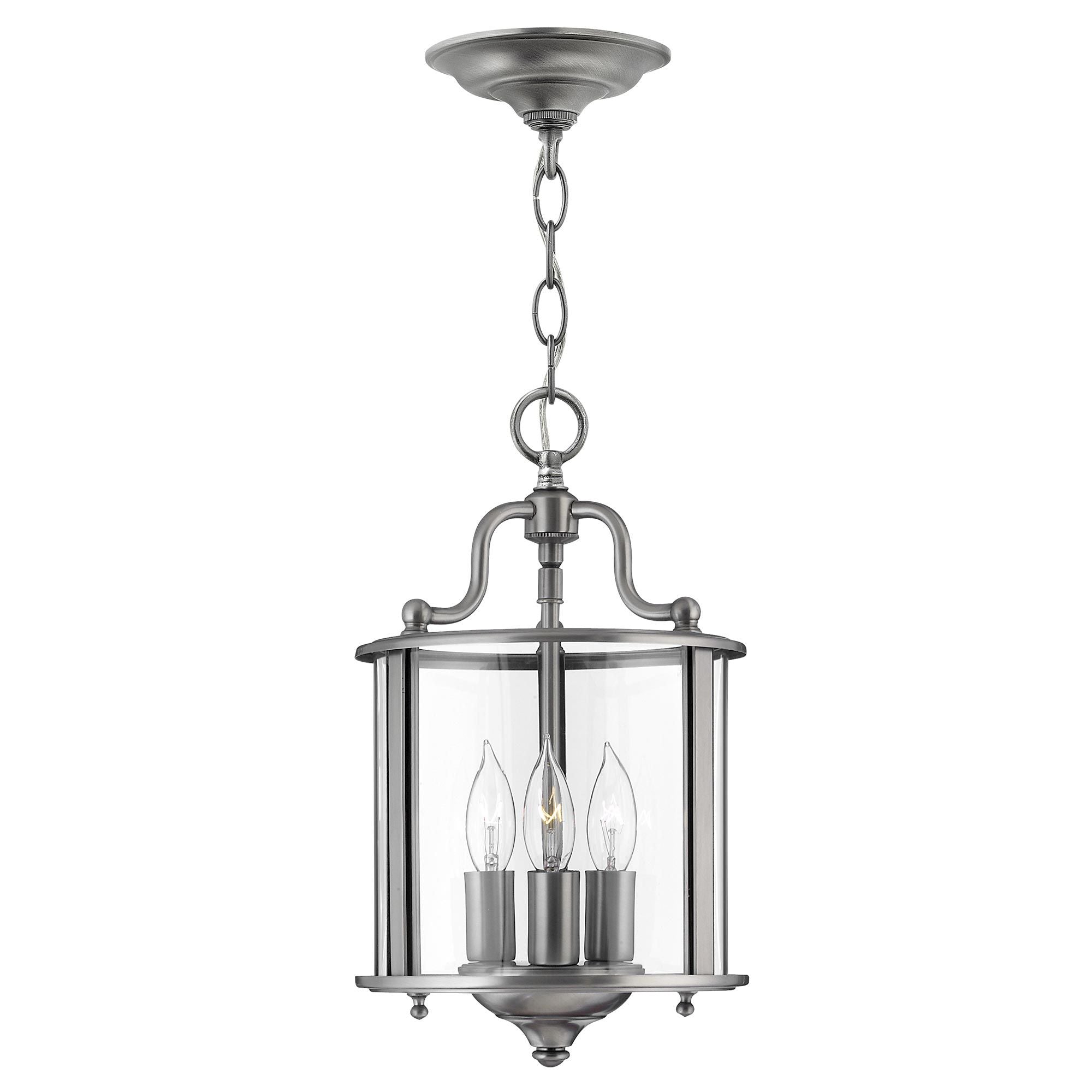 Kleine Pendelleuchte Gentry mit 3 Lichtern, Zinn - Elsteadlighting - leuchtengrosshandel24