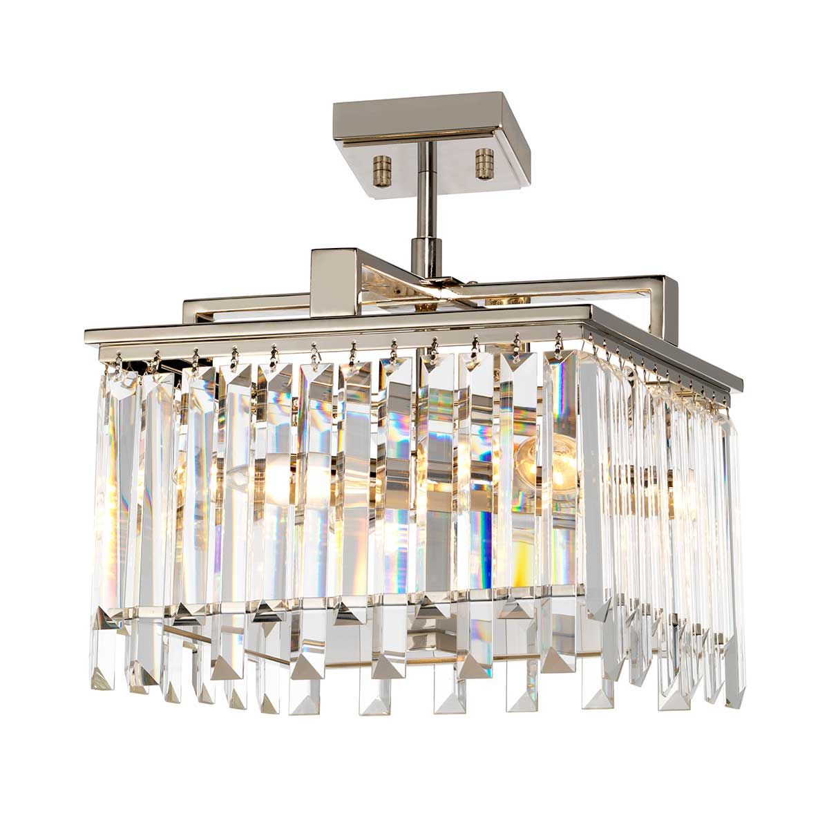Kleiner Kronleuchter Aries mit 4 Lichtern, poliertes Nickel - Elsteadlighting - leuchtengrosshandel24