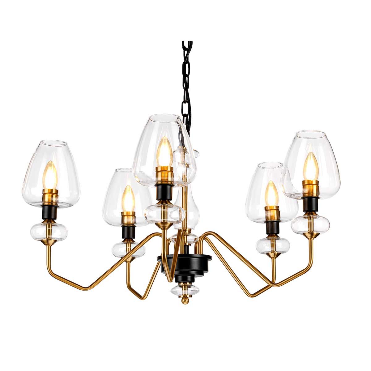 Kronleuchter Armand mit 5 Lichtern, Messing versilbert und anthrazitfarben lackiert - Elsteadlighting - leuchtengrosshandel24