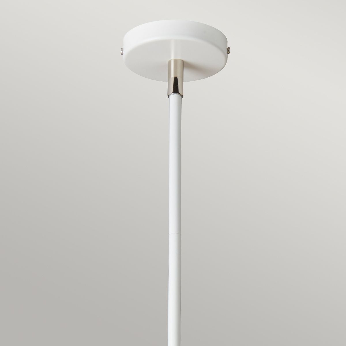 Kronleuchter Balance, 5 Lichter, Weiß/Poliertes Nickel, mit weißem Schirm - Elsteadlighting - leuchtengrosshandel24
