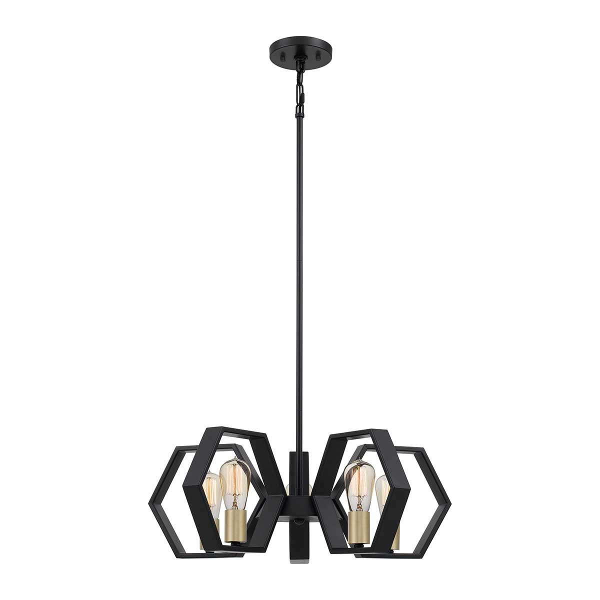 Kronleuchter Bismarck mit 5 Lichtern, Erdschwarz - Elsteadlighting - leuchtengrosshandel24