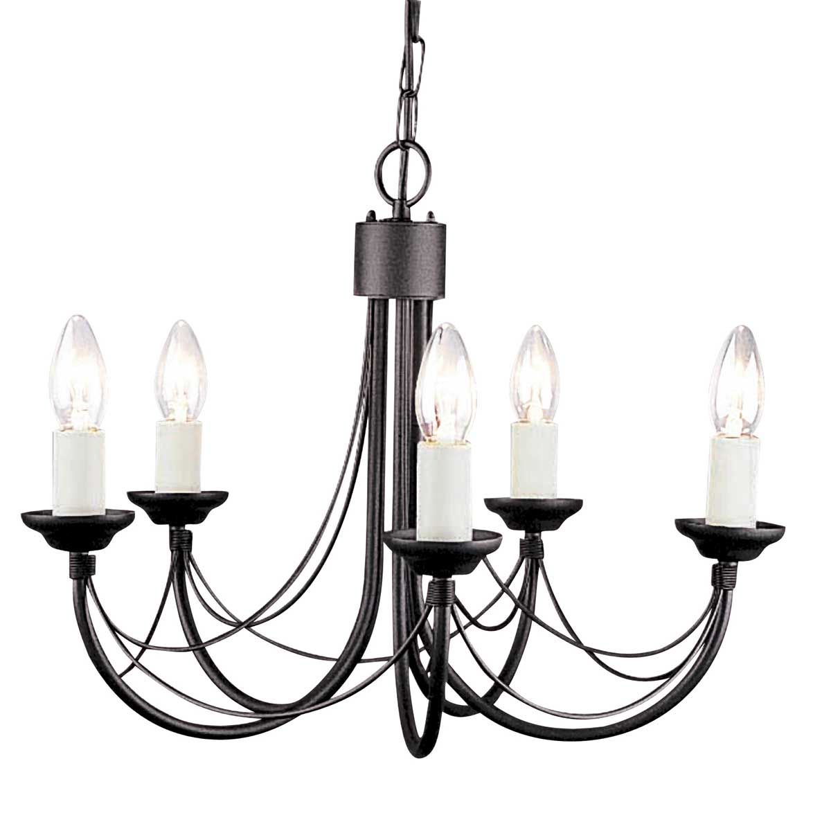 Kronleuchter Carisbrooke mit 5 Lichtern, Schwarz - Elsteadlighting - leuchtengrosshandel24
