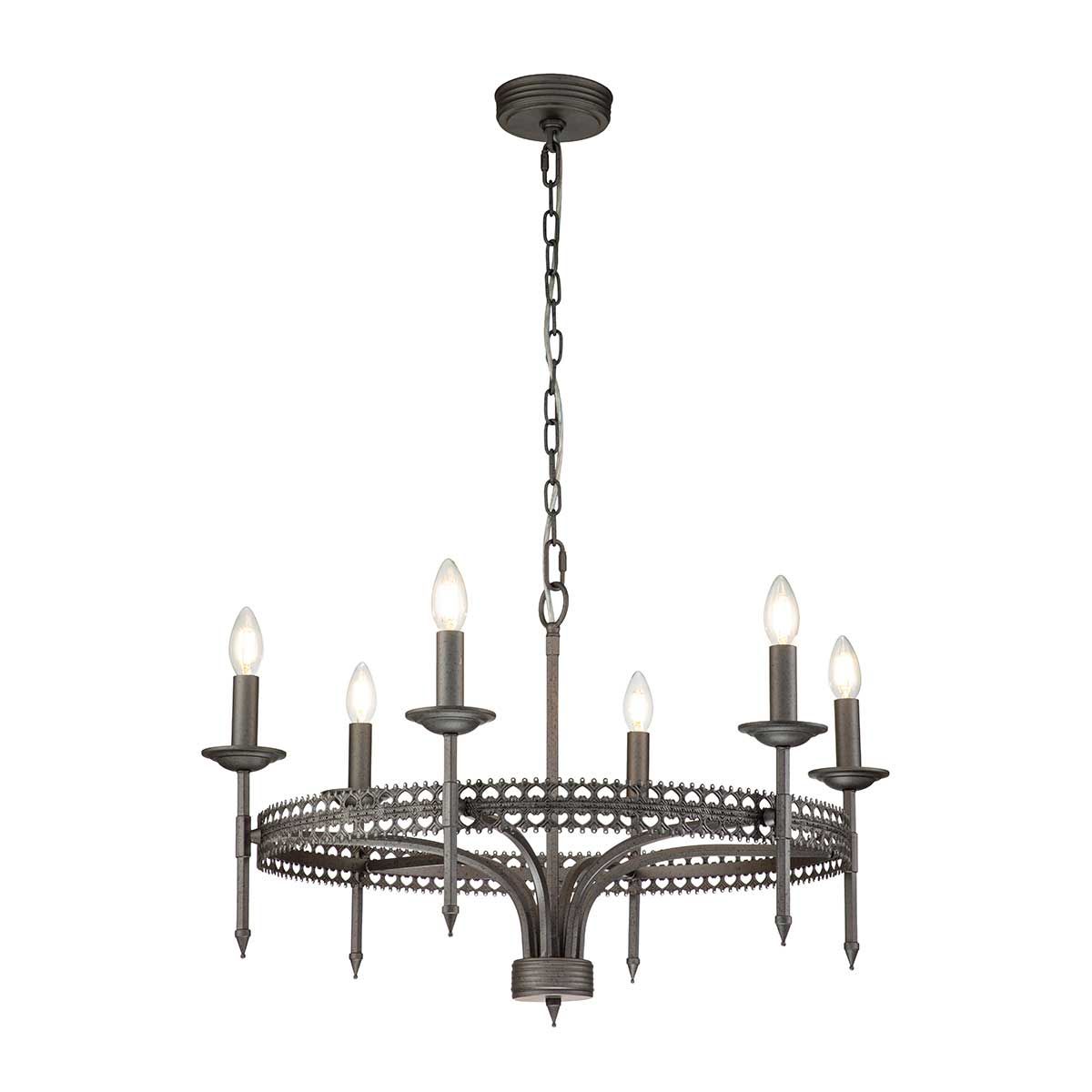 Kronleuchter Crown 6-flammig - Iron Gate - Elsteadlighting - leuchtengrosshandel24