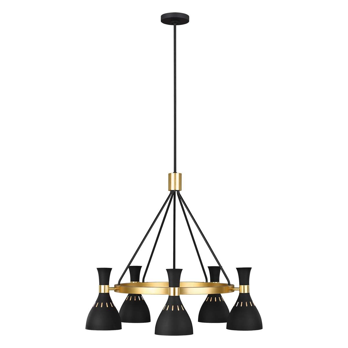 Kronleuchter Joan mit 5 Lichtern - Mitternachtsschwarz / Brüniertes Messing - Elsteadlighting - leuchtengrosshandel24
