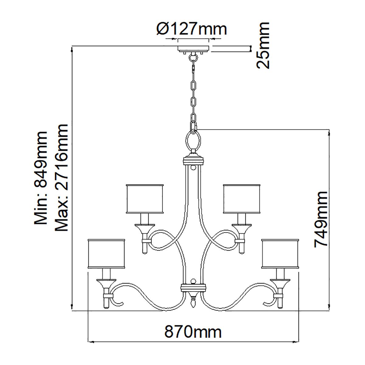 Kronleuchter Lacey mit 9 Lichtern, Mission Bronze - Elsteadlighting - leuchtengrosshandel24