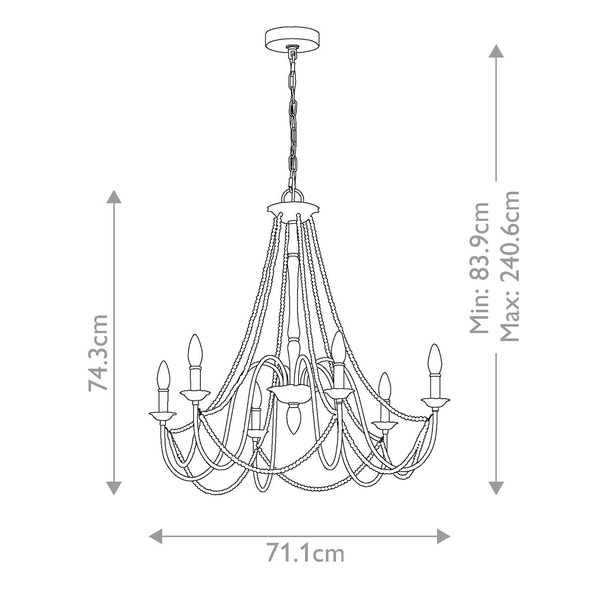 Kronleuchter Maryville mit 6 Lichtern, verwaschenes Grau - Elsteadlighting - leuchtengrosshandel24