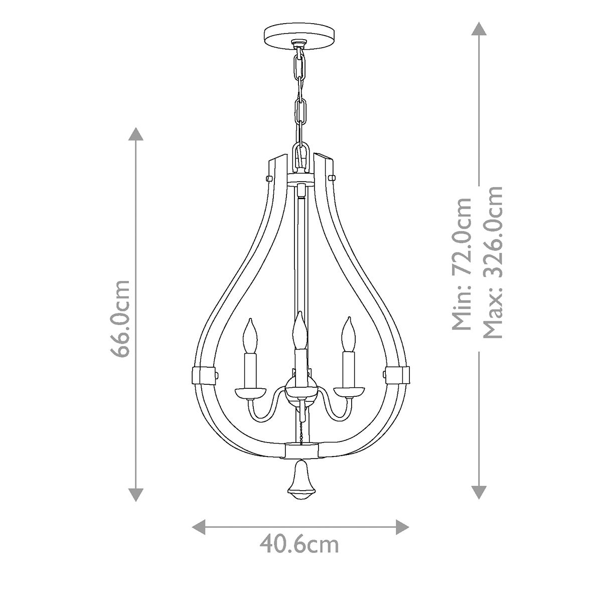Kronleuchter Middlefield mit 3 Lichtern, Eisenrost - Elsteadlighting - leuchtengrosshandel24