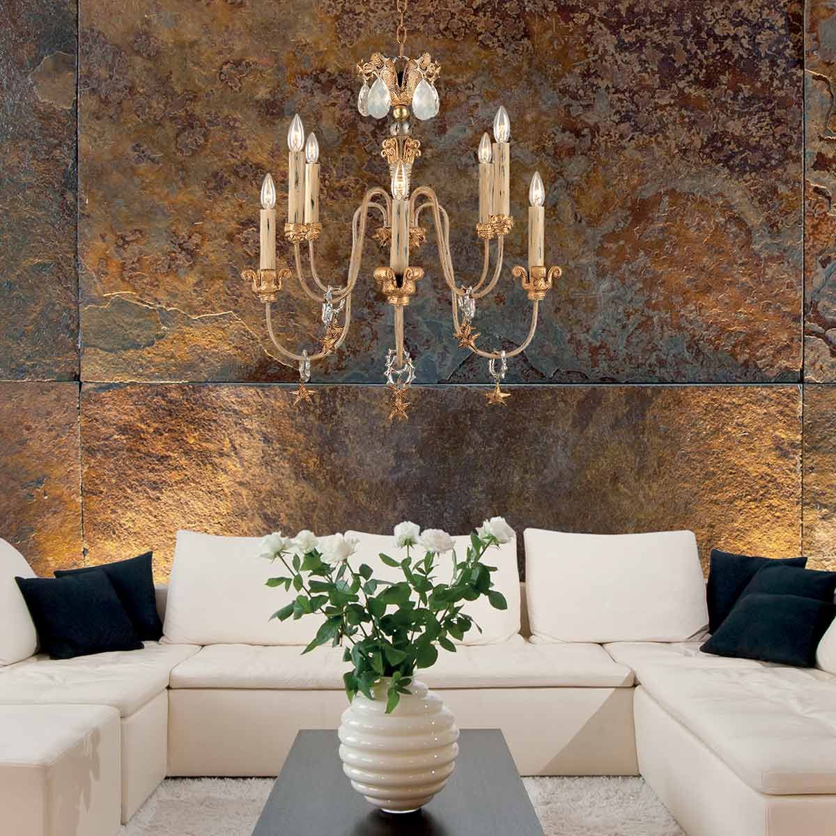 Kronleuchter Mignon 8-flammig - Gold und Silber - Elsteadlighting - leuchtengrosshandel24