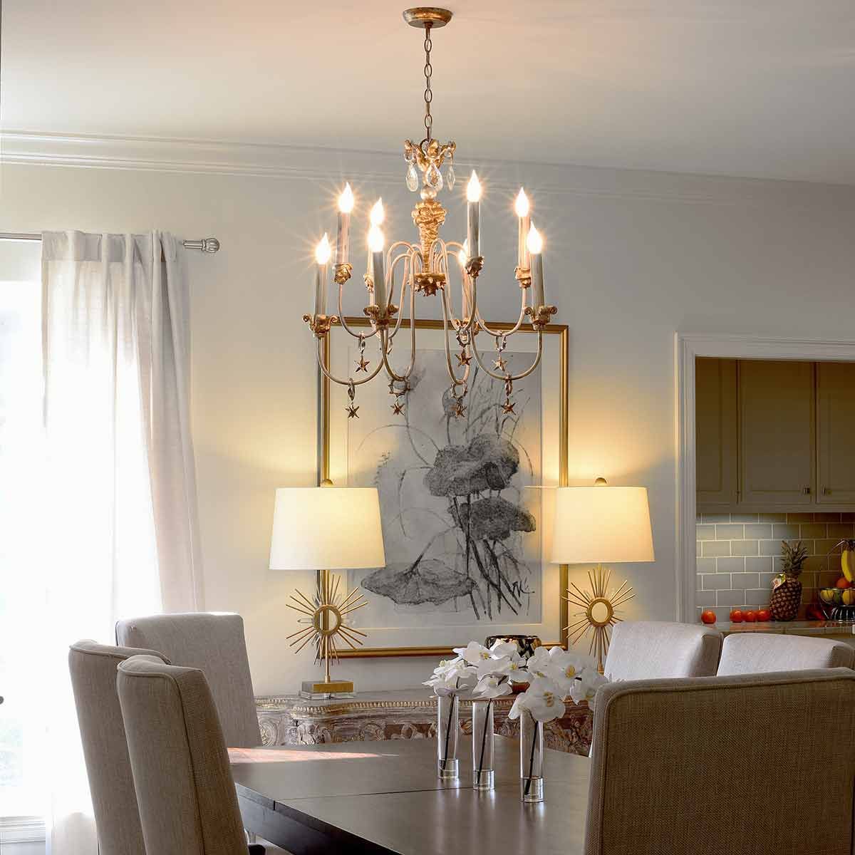 Kronleuchter Mignon 8-flammig - Gold und Silber - Elsteadlighting - leuchtengrosshandel24
