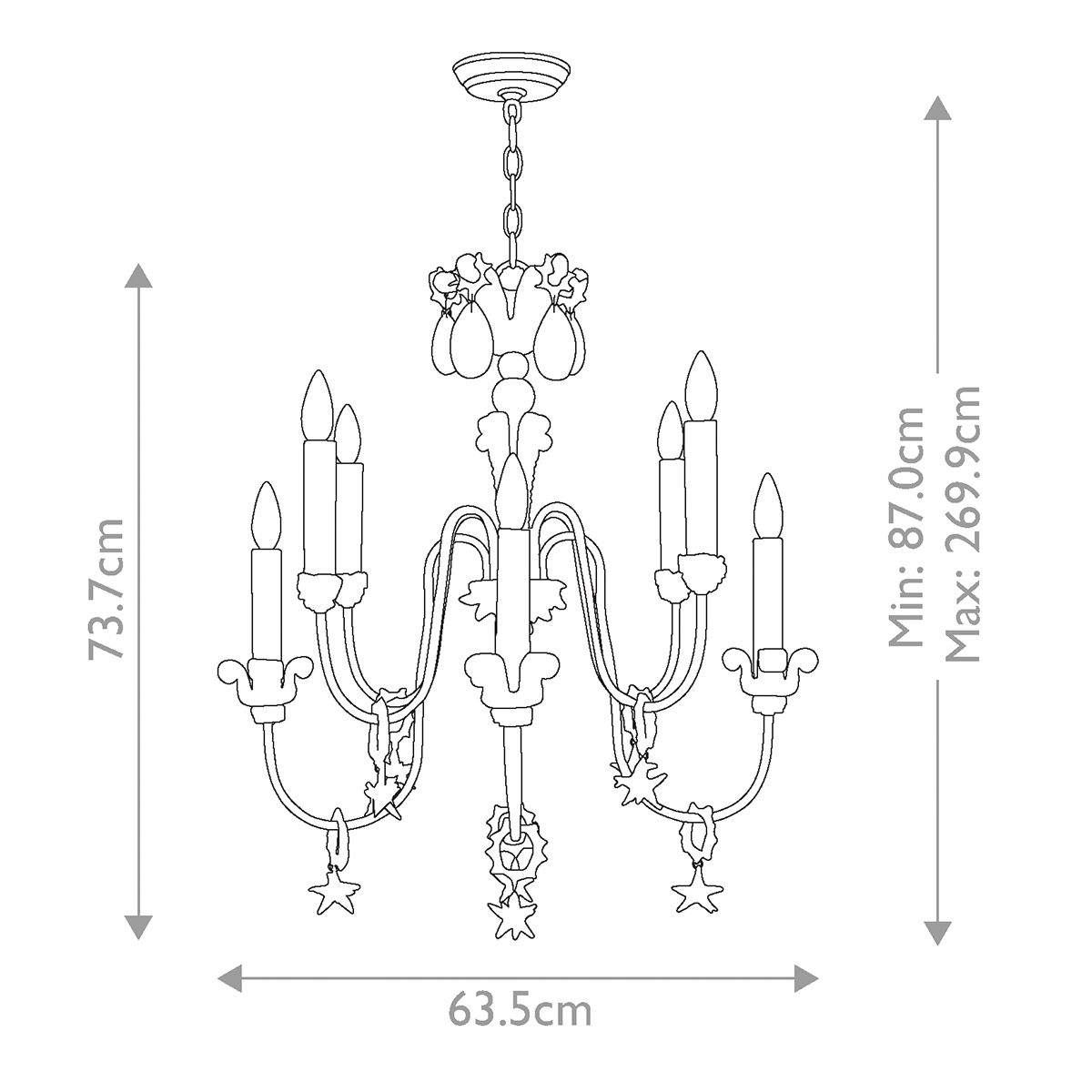 Kronleuchter Mignon 8-flammig - Gold und Silber - Elsteadlighting - leuchtengrosshandel24