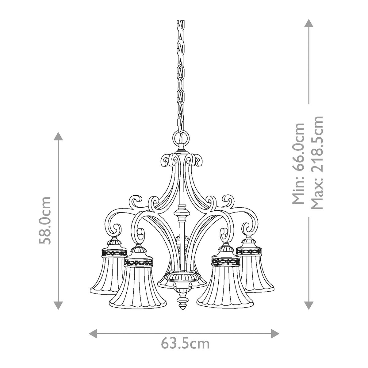 Kronleuchter mit 5 Lichtern für das Wohnzimmer – Walnuss - Elsteadlighting - leuchtengrosshandel24