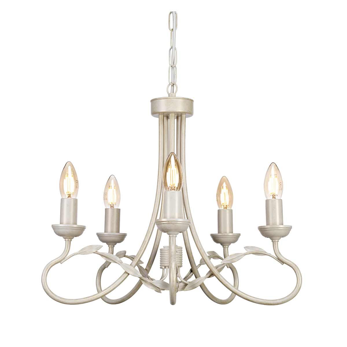 Kronleuchter Olivia mit 5 Lichtern, Elfenbein/Goldpatina - Elsteadlighting - OV5 - IVORY - GOLD