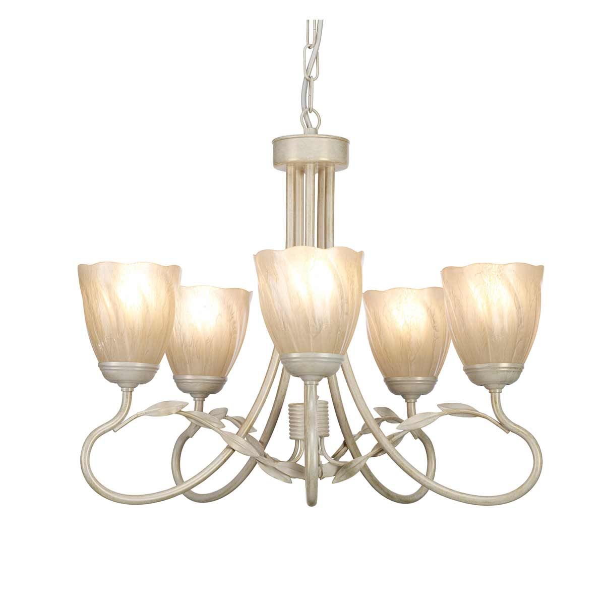 Kronleuchter Olivia mit 5 Lichtern, Elfenbein/Goldpatina - Elsteadlighting - OV5 - IVORY - GOLD