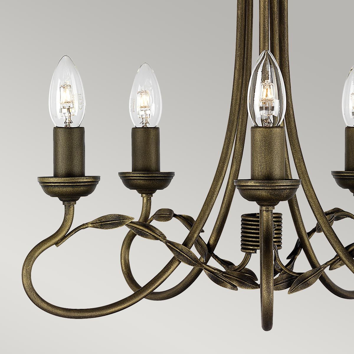 Kronleuchter Olivia mit 5 Lichtern, Schwarz/Goldpatina - Elsteadlighting - OV5 - BLK - GOLD