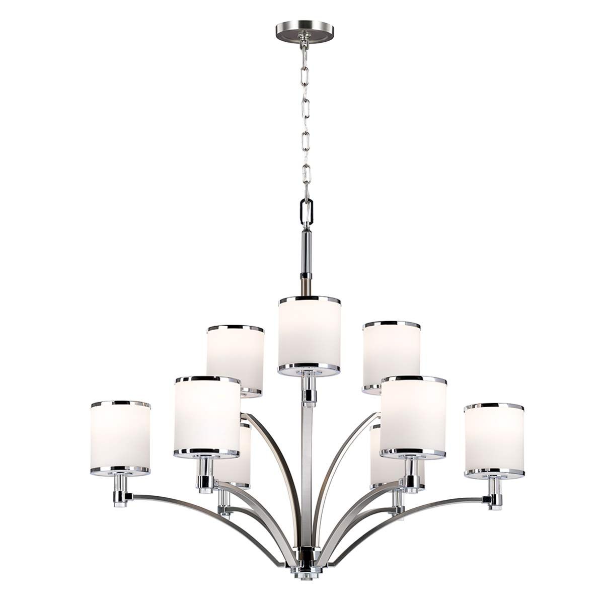 Kronleuchter Prospect Park mit 9 Lichtern, Satin - Nickel mit Chrom - Elsteadlighting - FE - PROSPECT - PARK9