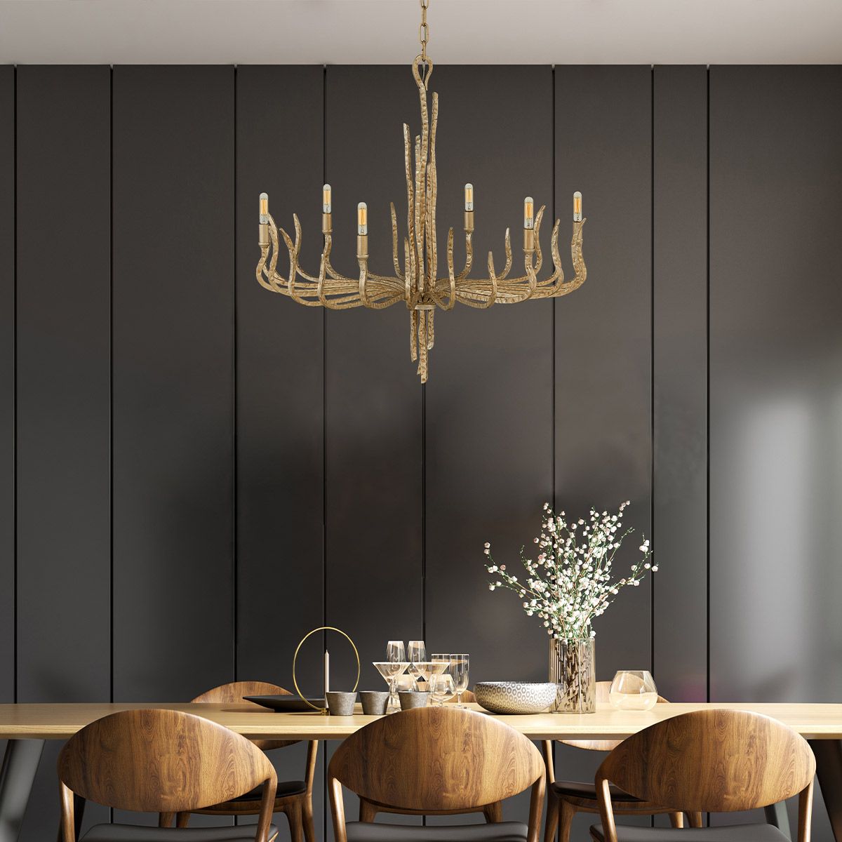 Kronleuchter Spyre mit 6 Lichtern, Champagner - Gold - Elsteadlighting - HK - SPYRE6C - CPG