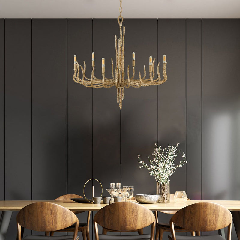 Elstead Lighting Spyre Kronleuchter mit sechs Lichtern in Champagner-Gold