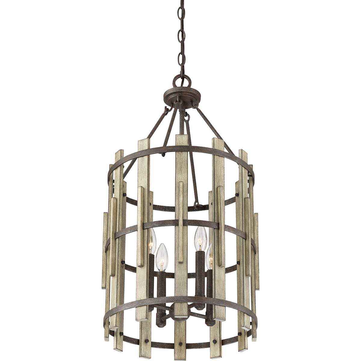 Kronleuchter Wood Hollow mit 4 Lichtern, rustikales Schwarz - Elsteadlighting - QZ - WOOD - HOLLOW - 4P