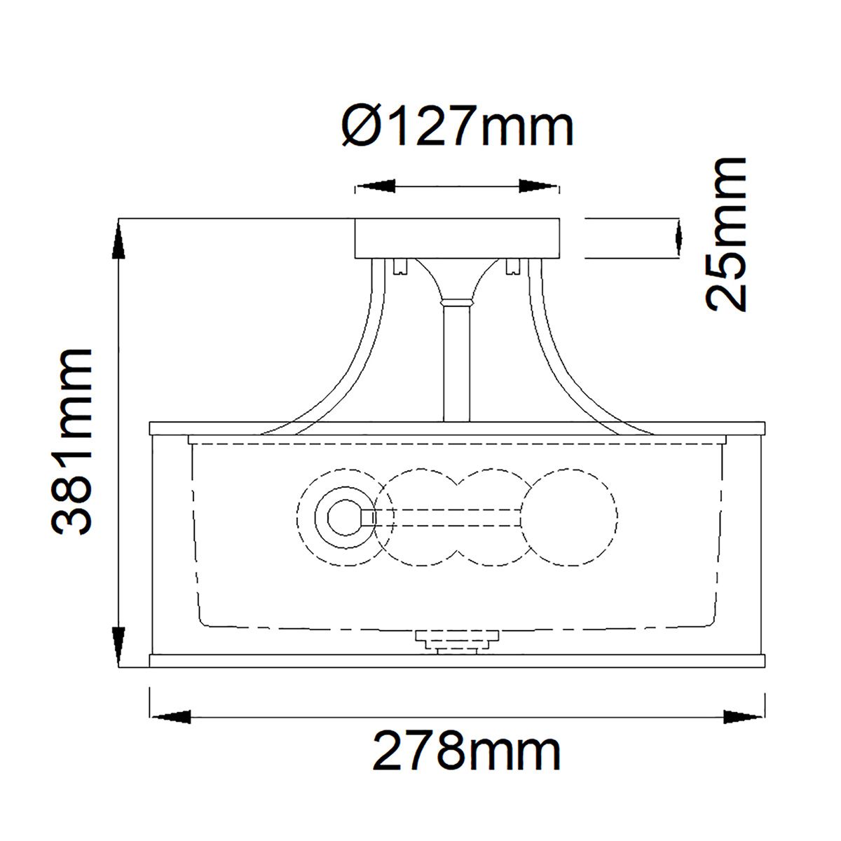 Lacey 3-flammige kleine Deckenleuchte mit Halbeinbau - Mission Bronze - Elsteadlighting - leuchtengrosshandel24