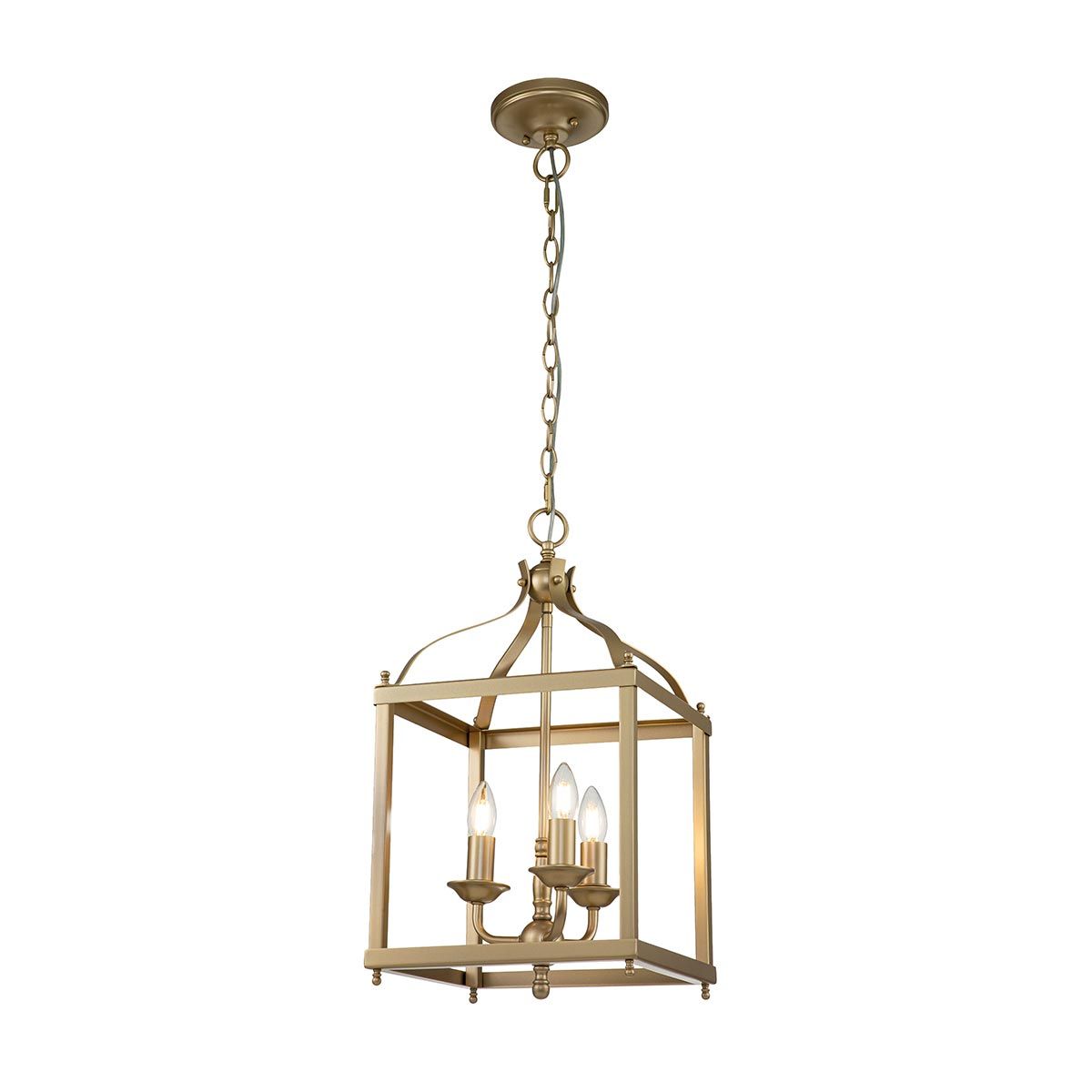 Larkin Pendelleuchte, 3-flammig, mittelgroß, Messing natur lackiert - Elsteadlighting - leuchtengrosshandel24