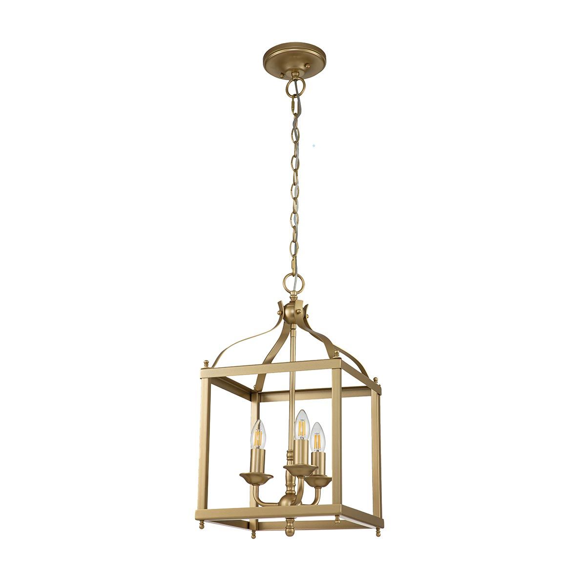 Larkin Pendelleuchte, 3-flammig, mittelgroß, Messing natur lackiert - Elsteadlighting - leuchtengrosshandel24