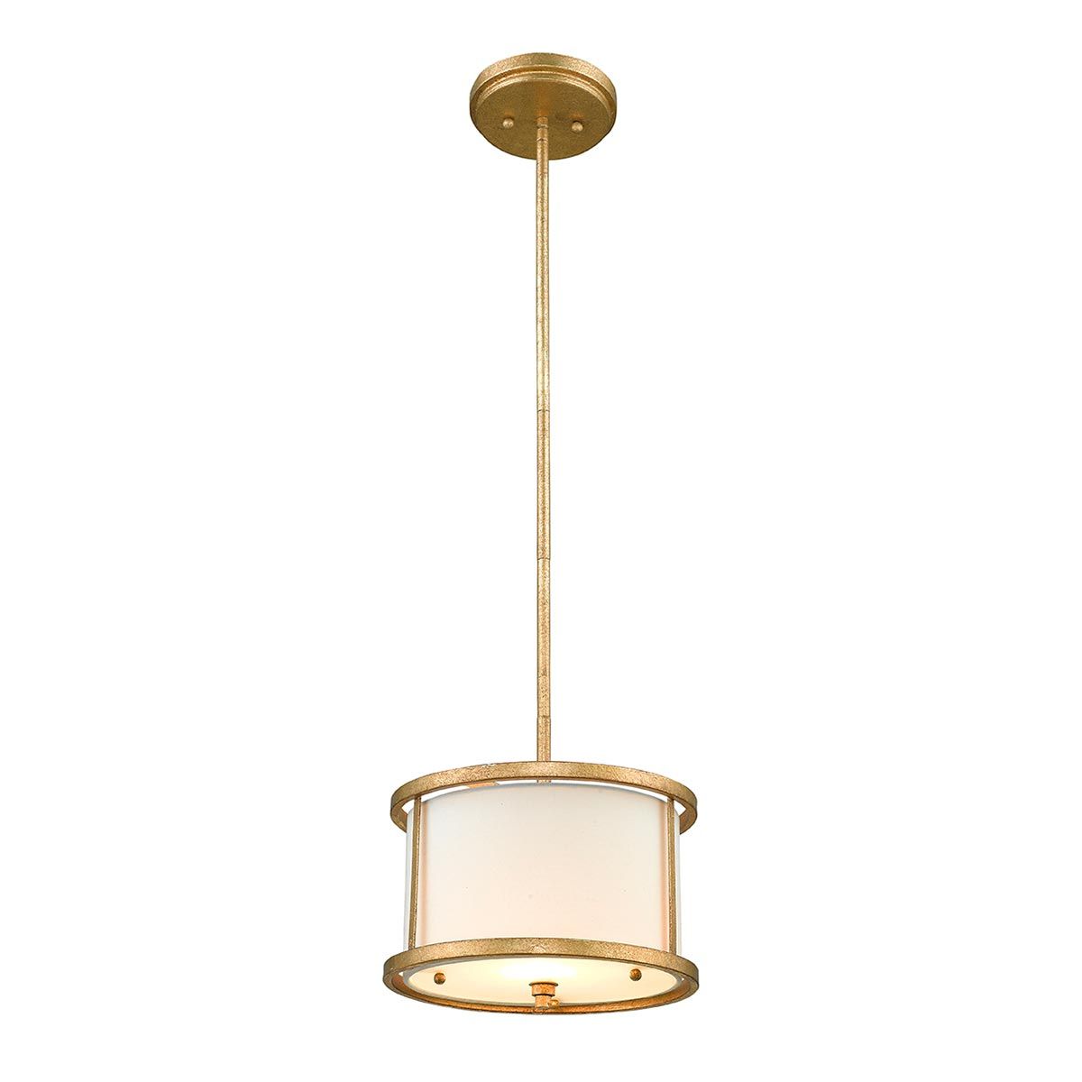 Lemuria Mini-Pendelleuchte mit 1 Licht und zwei Halterungen, Antik-Gold, Elfenbeinfarbener Lampenschirm - Elsteadlighting - leuchtengrosshandel24