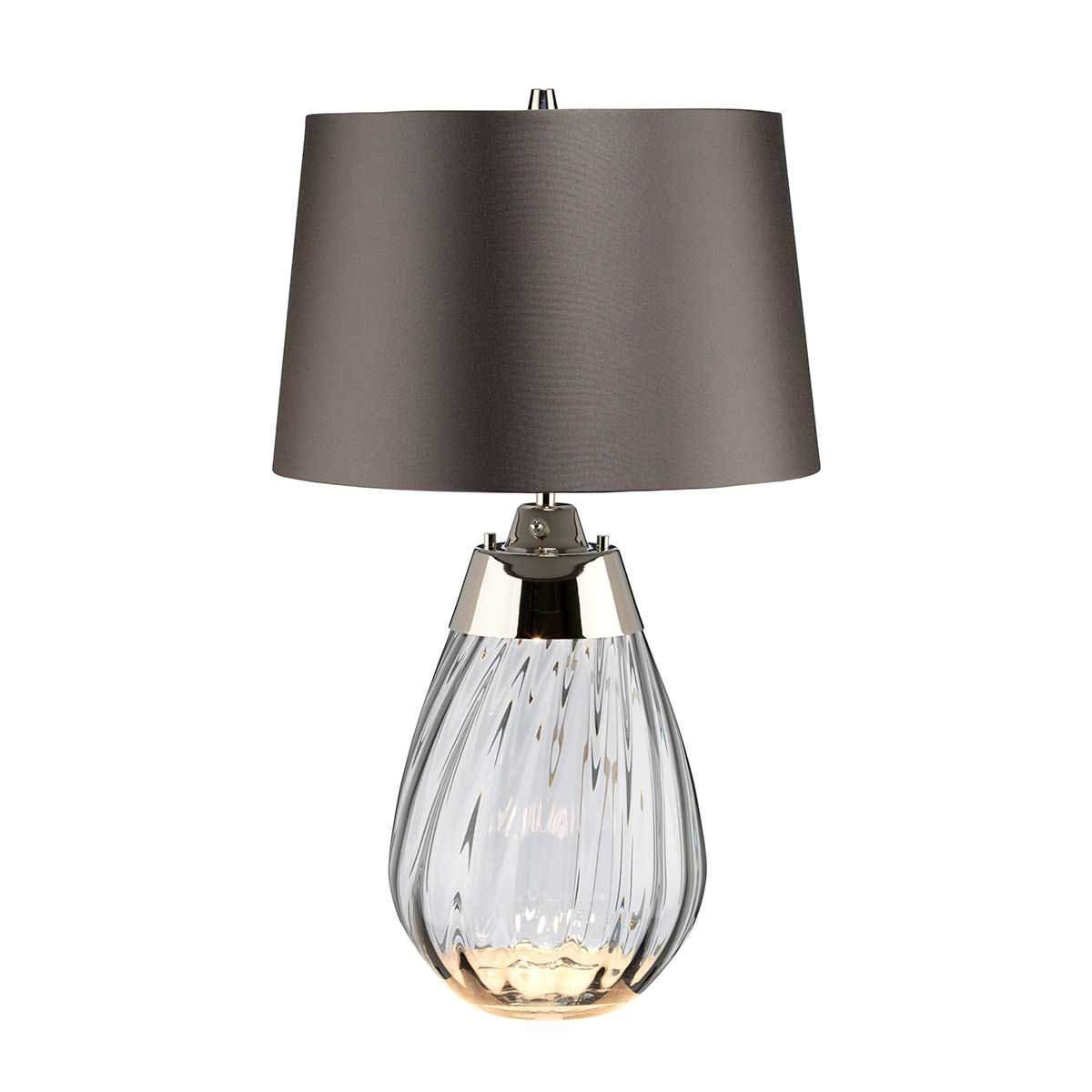 Lena 2-flammige kleine Tischlampe in Rauchoptik – Rauchgetöntes Glas/Schieferschirm - Elsteadlighting - leuchtengrosshandel24