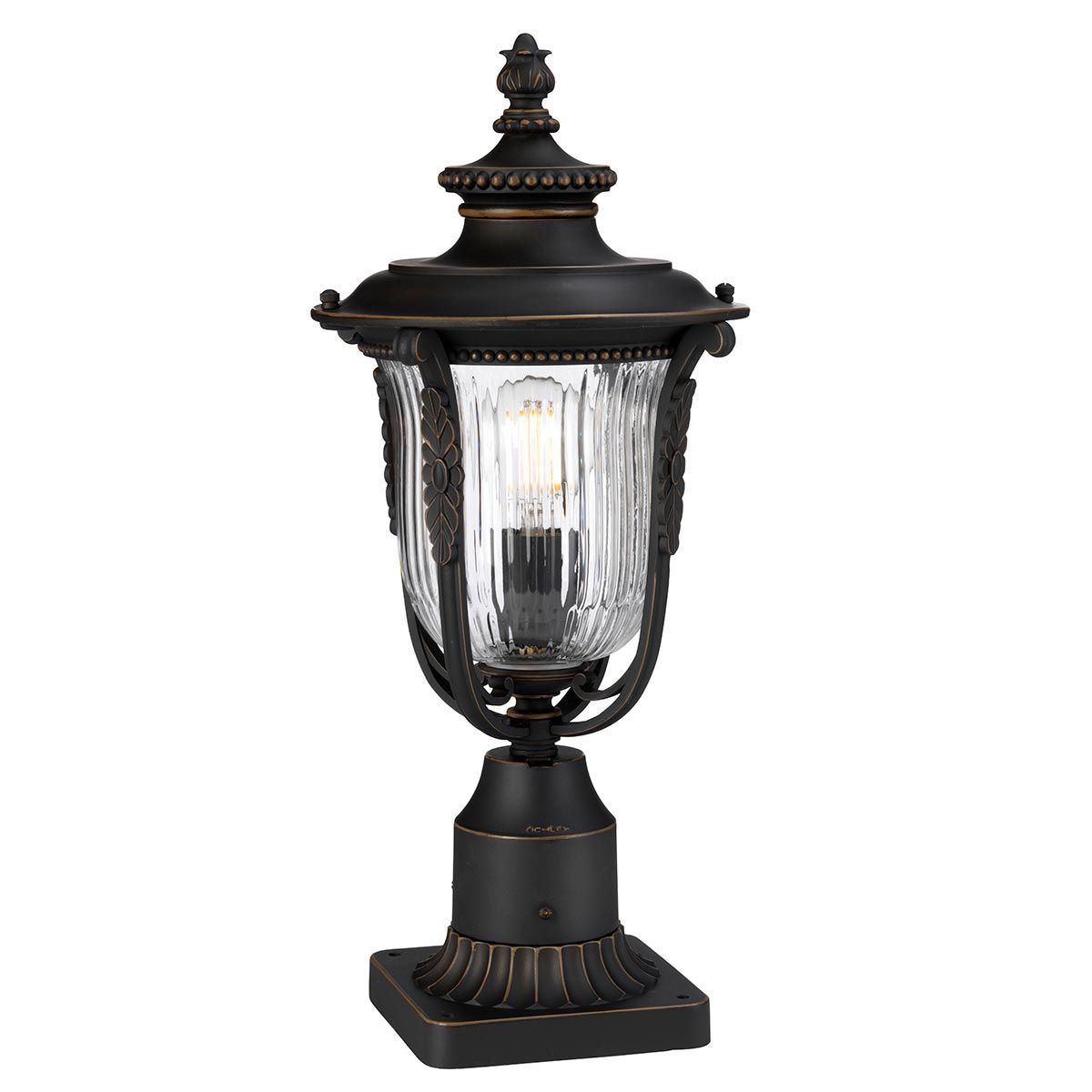 Luverne 1 - flammiger mittelgroßer Sockel - geriebene Bronze - Elsteadlighting - KL - LUVERNE3 - M