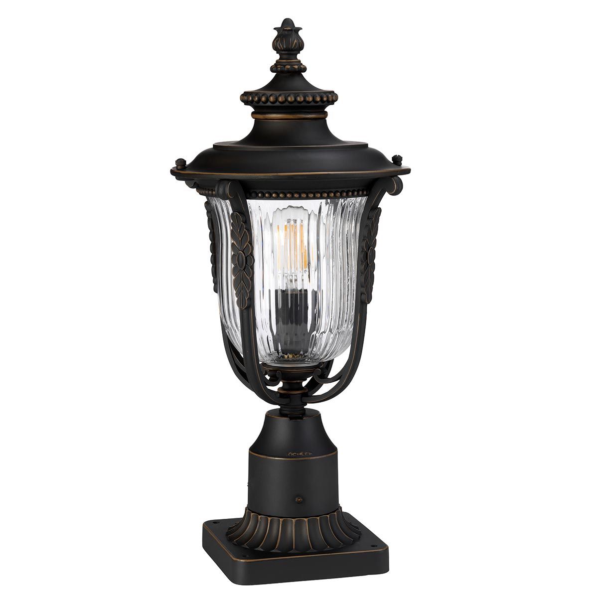Luverne 1 - flammiger mittelgroßer Sockel - geriebene Bronze - Elsteadlighting - KL - LUVERNE3 - M