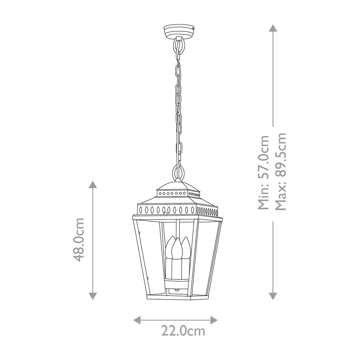 Mansion House Laterne mit Kettenbeleuchtung, 3 Lichter, poliertes Nickel - Elsteadlighting - leuchtengrosshandel24