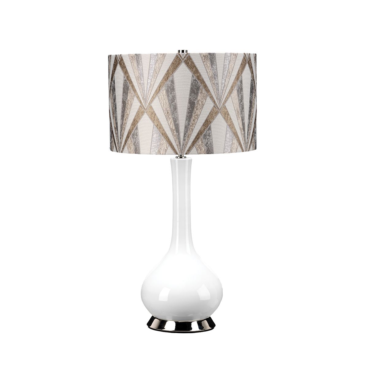Milo 1-flammige Tischlampe - Poliertes Nickel, Weiß, Silber - Elsteadlighting - leuchtengrosshandel24