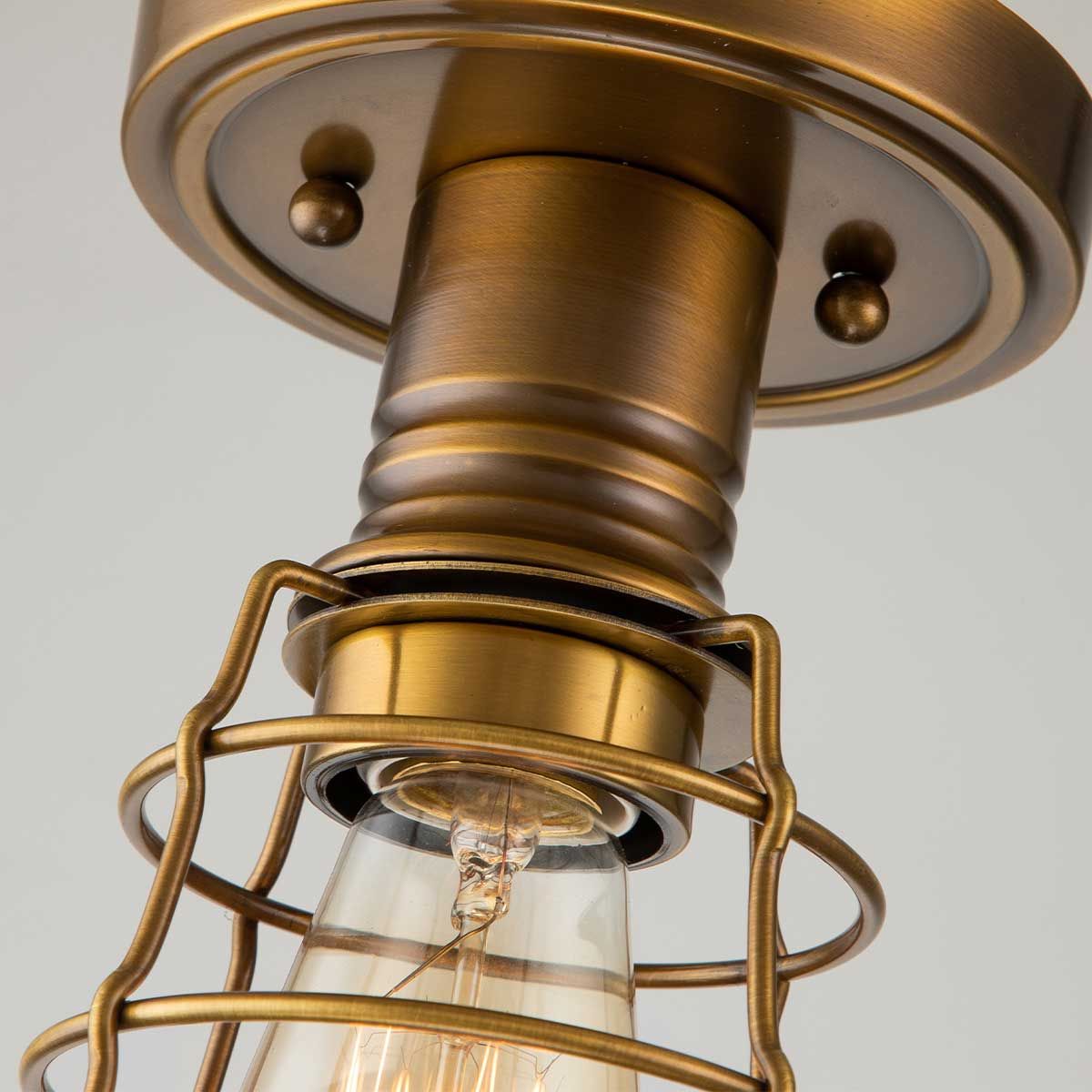 Mixon 1-flammige Halbdeckenleuchte - Verwittertes Messing - Elsteadlighting - leuchtengrosshandel24