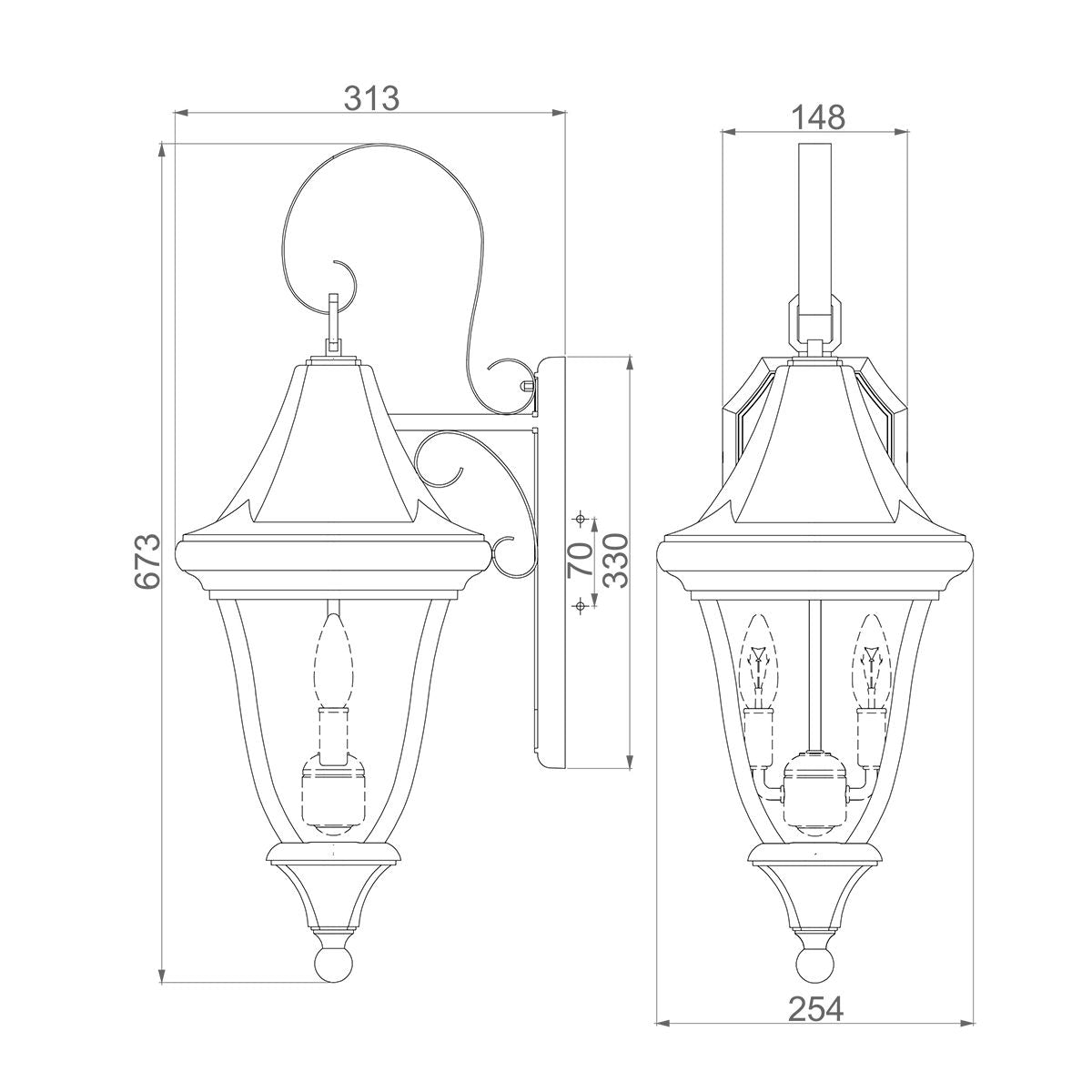 Oakmont 2 - flammige mittelgroße Wandlaterne – Patina - Bronze - Elsteadlighting - FE - OAKMONT2 - M