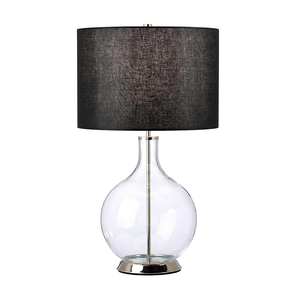 Orb 1 - flammige Tischlampe (komplett mit schwarzem Schirm) – poliertes Nickel mit schwarzem Schirm - Elsteadlighting - ORB - CLEAR - PN - BLK
