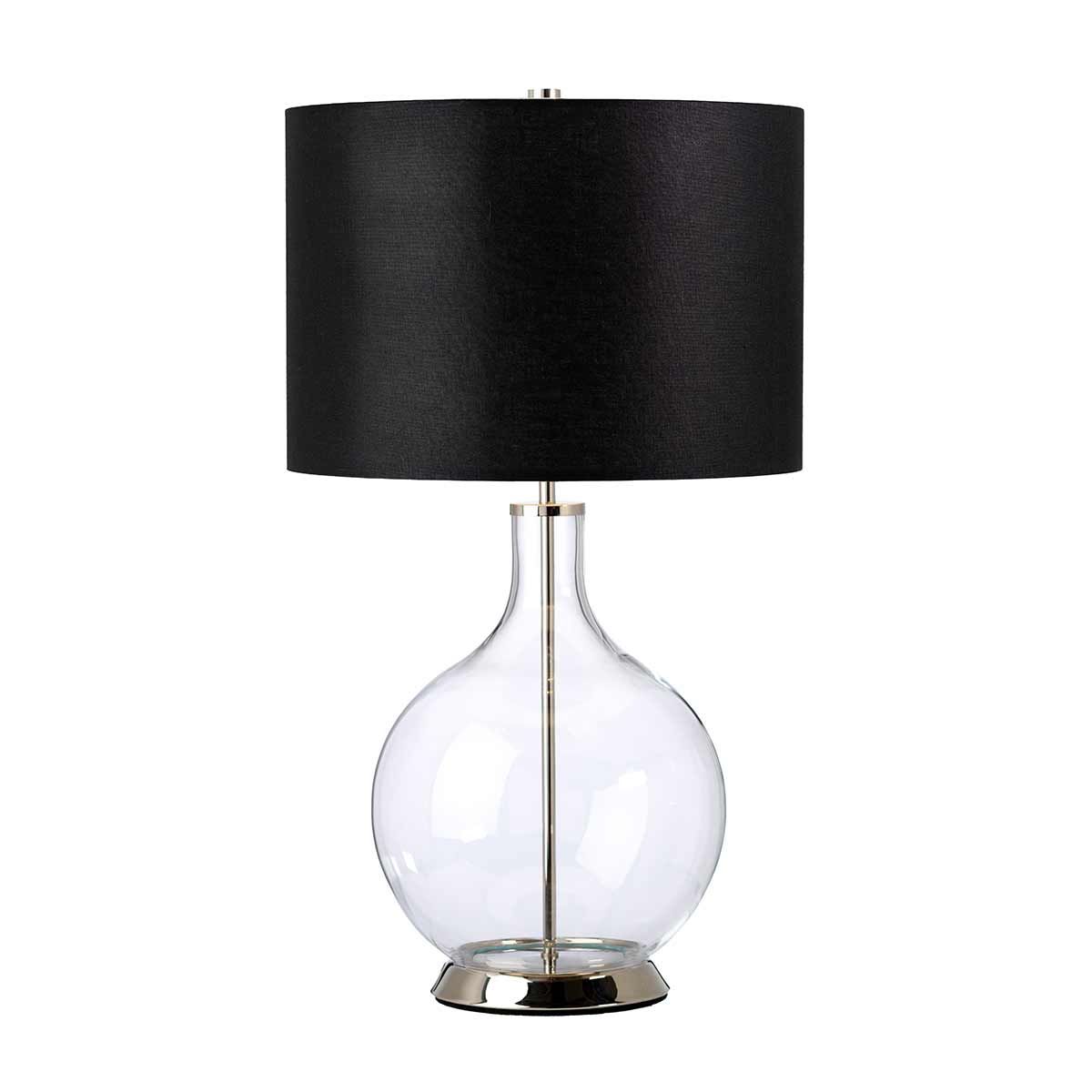 Orb 1 - flammige Tischlampe (komplett mit schwarzem Schirm) – poliertes Nickel mit schwarzem Schirm - Elsteadlighting - ORB - CLEAR - PN - BLK