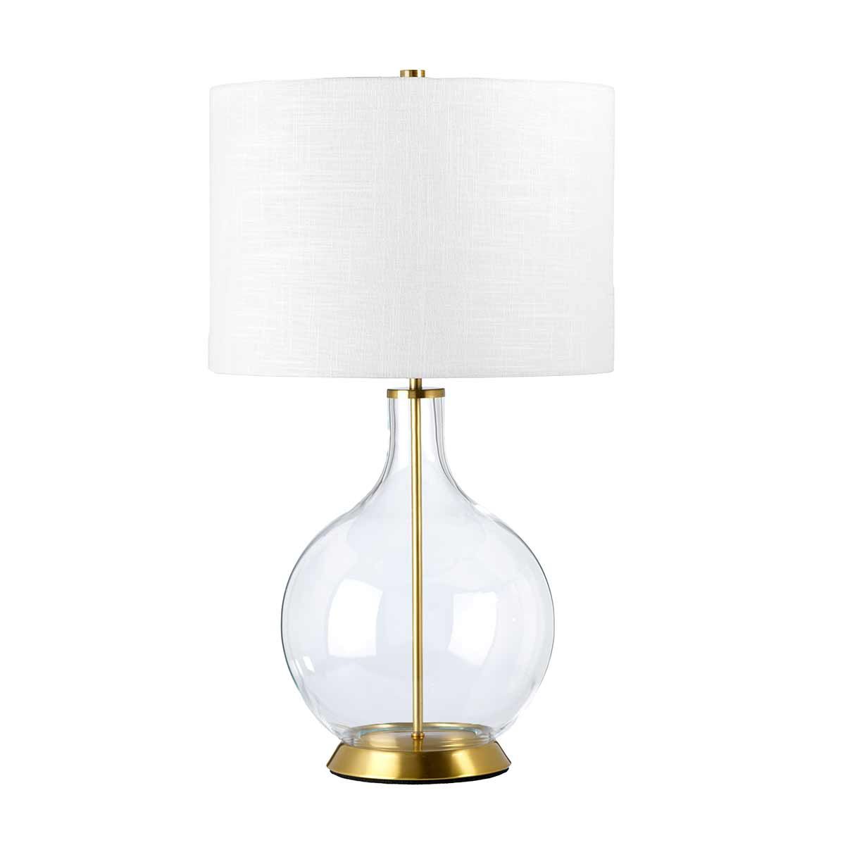 Orb 1 - flammige Tischlampe (komplett mit weißem Schirm) – gealtertes Messing mit weißem Schirm - Elsteadlighting - ORB - CLEAR - AB - WHT